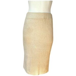 CALVIN KLEIN women’s beige ribbed knit midi pencil skirt